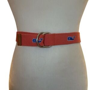 Vineyard Vines Boys Salmon Color Whale Print Logo Cotton Belt